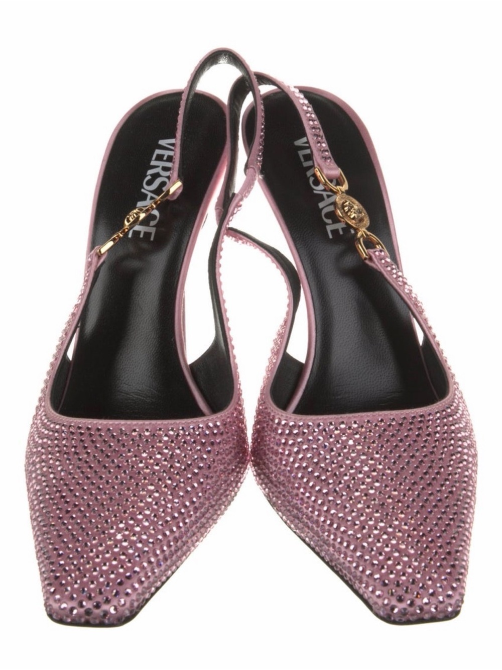 Versace Blush Pink Crystal Slingback Stiletto Heel - Picture 2 of 4